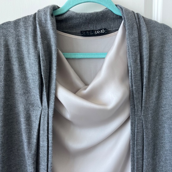 LIU JO Gray Knit Belted Cardigan | Size 40 (S/M) - Picture 5 of 6